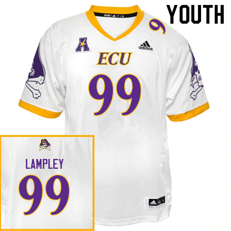 Youth #99 J.D. Lampley ECU Pirates College Football Jerseys Sale-White